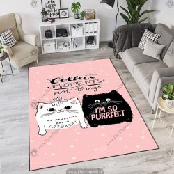 فرش چاپی طرح عروسکی گربه های سفید و مشکی