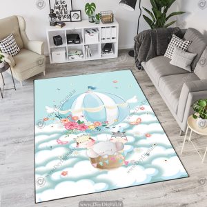 فرش چاپی سه بعدی کودکانه طرح فیل