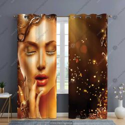 پرده طرح چهره طلایی pk-2698