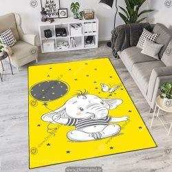 فرش چاپی طرح عروسکی فیل زمینه زرد