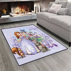فرش چاپی طرح پرنسس سوفیا و سنجاب و خرگوش