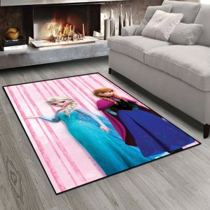 فرش چاپی طرح السا و آنا زمینه صورتی