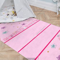 فرشینه اتاق کودک طرح ساده دخترانه صورتی