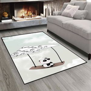 فرشینه اتاق نوزاد طرح پاندا سوار موشک کاغذی