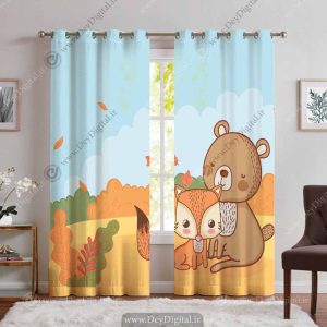 پرده پانچی خرسی و روباه کارتونی pk-3124