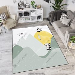 فرش چاپی اتاق کودک طرح خرس پاندا