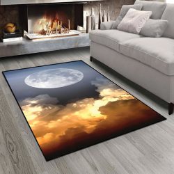 فرش چاپی تصویر ماه و ابر و آسمان در حال طلوع