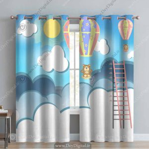 پرده چاپی کودک طرح بالن در آسمان pk-3249