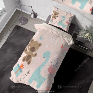 روتختی بچگانه سه بعدی طرح عروسکی خرس و دایناسور