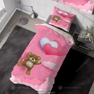 روتختی کودک سفید صورتی مدل خرسی pk-3252-