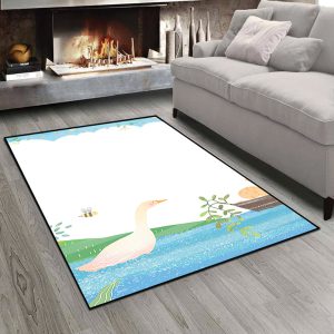 فرش چاپی طرح عروسکی اردک و زنبور در رودخانه