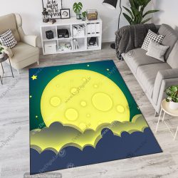 فرش اتاق کودک طرح ماه بزرگ و آسمان پرستاره