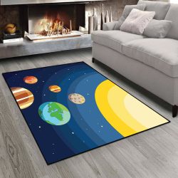 فرش چاپی کودکانه طرح خورشید و کرات منظومه شمسی