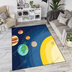 فرش اتاق کودک طرح منظومه شمسی و کهکشان