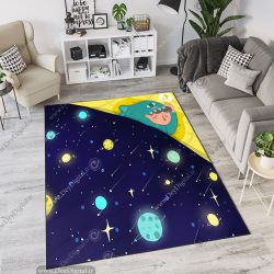 فرش چاپی اتاق کودک طرح گرافیکی سیاره و آسمان شب