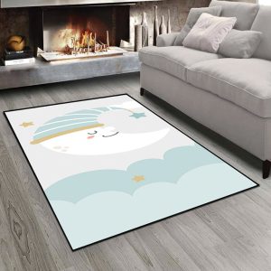فرشینه اتاق نوزاد طرح ماه در حال استراحت و ستاره و ابر