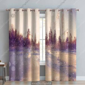 پرده چاپی غروب منظره برفی pk-3329