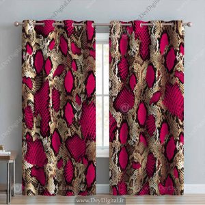 پرده پانچ پوست ماری قرمز pk-3678
