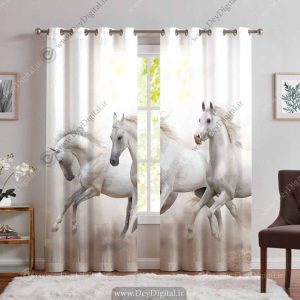 پرده پانچی طرح اسب سفید pk-3680